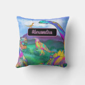 恐竜カラフルの名パーソナライズされた前 クッション (裏面)