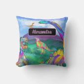 恐竜カラフルの名パーソナライズされた前 クッション (正面)