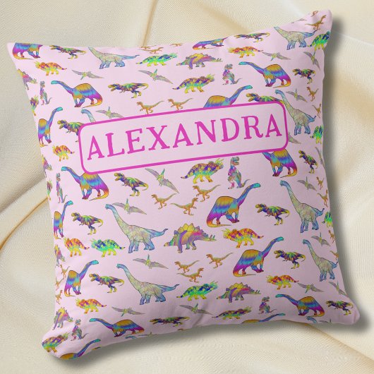 恐竜カラフルの名パーソナライズされた前 クッション