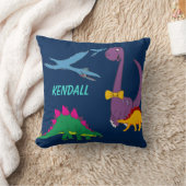 恐竜カラフルの子供の名前ネイビー装飾用クッション クッション (ブランケット)