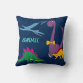 恐竜カラフルの子供の名前ネイビー装飾用クッション クッション (裏面)