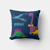 恐竜カラフルの子供の名前ネイビー装飾用クッション クッション (正面)