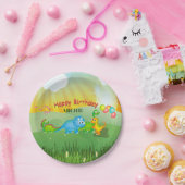 恐竜カラフルの子供モダン誕生日 ペーパープレート (パーティー)