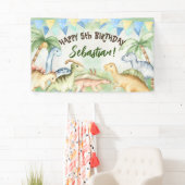 恐竜カラフルの幼児のバースデーパカスタムーティ 横断幕 (インサイチュ)