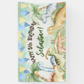 恐竜カラフルの幼児のバースデーパカスタムーティ 横断幕 (縦)