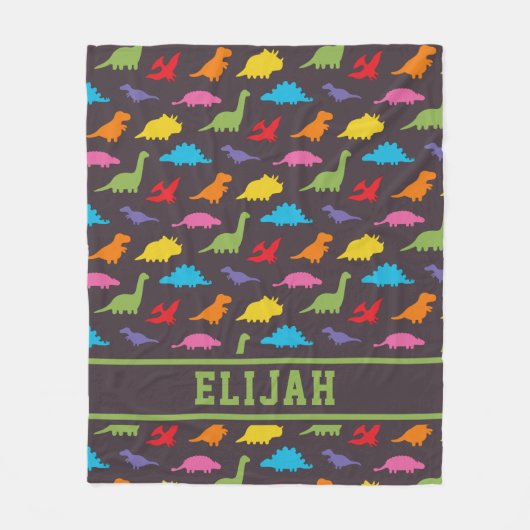 恐竜カラフルの模様、子パーソナライズされた供 フリースブランケット (正面)