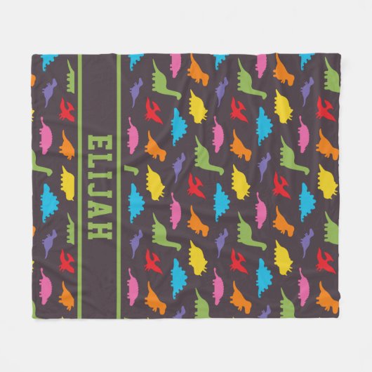 恐竜カラフルの模様、子パーソナライズされた供 フリースブランケット (正面(横))