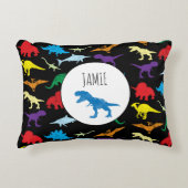 恐竜カラフルの水彩子供のパターン アクセントクッション (正面)