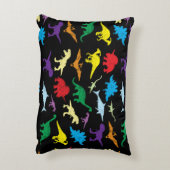 恐竜カラフルの水彩子供のパターン アクセントクッション (裏面(縦))