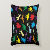 恐竜カラフルの水彩子供のパターン アクセントクッション (正面(垂直))