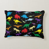 恐竜カラフルの水彩子供のパターン アクセントクッション (裏面)