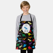 恐竜カラフルの水彩子供のパターン エプロン (着用した状態)