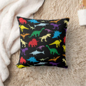 恐竜カラフルの水彩子供のパターン クッション (ブランケット)
