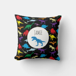 恐竜カラフルの水彩子供のパターン クッション