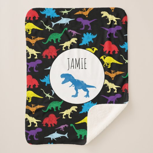 恐竜カラフルの水彩子供のパターン シェルパブランケット (正面)