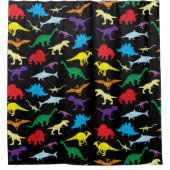 恐竜カラフルの水彩子供のパターン シャワーカーテン (正面)