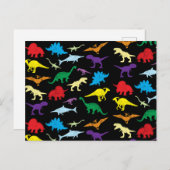 恐竜カラフルの水彩子供のパターン シーズンポストカード (正面/裏面)