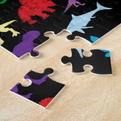 恐竜カラフルの水彩子供のパターン ジグソーパズル (側面)