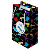 恐竜カラフルの水彩子供のパターン スモールペーパーバッグ (裏面アングル)