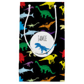 恐竜カラフルの水彩子供のパターン スモールペーパーバッグ (正面)