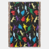 恐竜カラフルの水彩子供のパターン スローブランケット (正面縦)