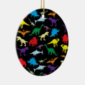 恐竜カラフルの水彩子供のパターン セラミックオーナメント (右)
