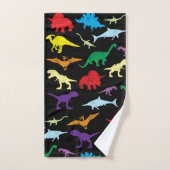 恐竜カラフルの水彩子供のパターン バスタオルセット (ハンドタオル)