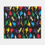 恐竜カラフルの水彩子供のパターン フリースブランケット (正面(横))