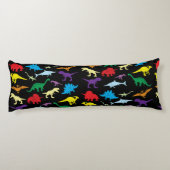 恐竜カラフルの水彩子供のパターン ボディピロー (裏面)