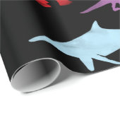 恐竜カラフルの水彩子供のパターン ラッピングペーパー (ロールコーナー)