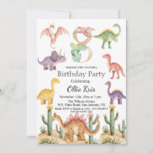 恐竜カラフルの第8回誕生日パーティー 招待状 (正面)
