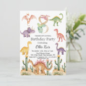 恐竜カラフルの第8回誕生日パーティー 招待状 (スタンド正面)