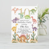 恐竜カラフルの10歳の誕生日パーティー 招待状 (スタンド正面)