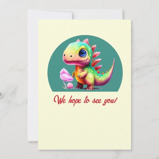 恐竜カラフルの2回目の誕生日のような可愛いパーティー 招待状 (裏面)