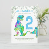 恐竜カラフルの2回目の誕生日パーティー 招待状 (スタンド正面)