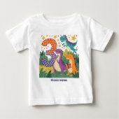 恐竜カラフルの3回目の誕生日 ベビーTシャツ (正面)