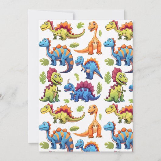 恐竜カラフルよくはしゃぐをテーマにした誕生日パーティー 招待状 (裏面)