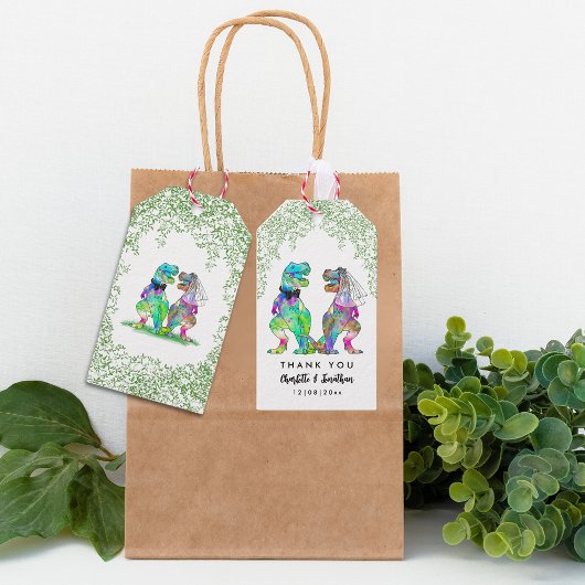 恐竜カラフルをテーマにした結婚Thanks Thanks You ギフトタグ