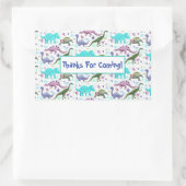 恐竜カラフルガロレサンキューパーティー 長方形シール (バッグ)