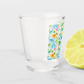 恐竜カラフルシームレスパターン、恐竜の船員 ショットグラス (左)