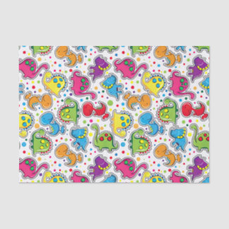 恐竜カラフルシームレスパターン、恐竜の船員 薄葉紙