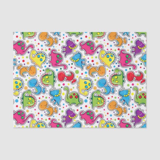 恐竜カラフルシームレスパターン、恐竜の船員 薄葉紙 (正面)