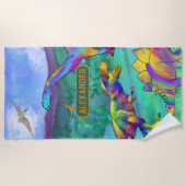 恐竜カラフルジュラ紀の景観名 ビーチタオル (正面)