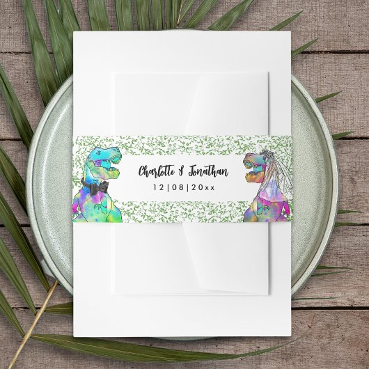 恐竜カラフルテーマ結婚ズ 招待状ベリーバンド