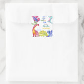 恐竜カラフル子供の誕生日パーティーパーソナライズされた スクエアシール (バッグ)