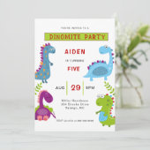 恐竜カラフル子供の誕生日パーティー 招待状 (スタンド正面)