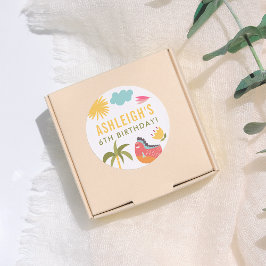 恐竜カラフル性中立の誕生日パーティー ラウンドシール