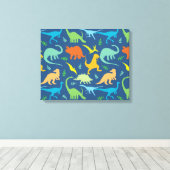 恐竜カラフル模様 キャンバスプリント (インサイチュ (ウッドフロア))