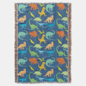 恐竜カラフル模様 スローブランケット (正面縦)