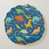 恐竜カラフル模様 ラウンドクッション (裏面)
